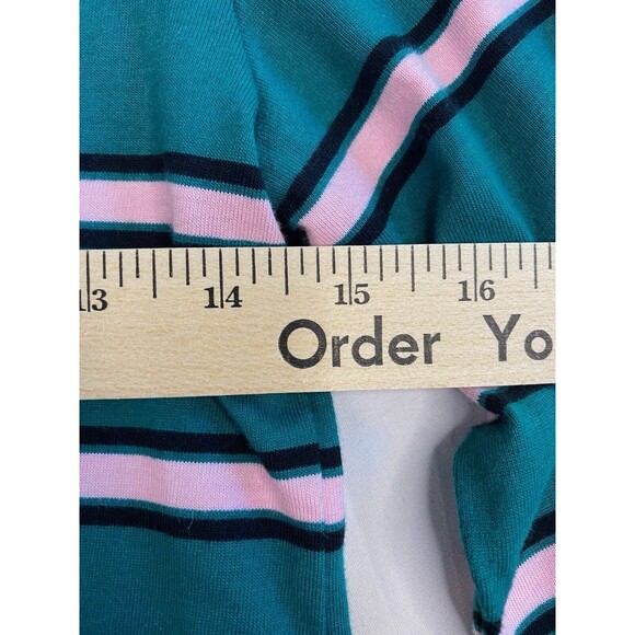 Broken Promises Embroidered Striped Women XS Crewneck Longsleeve Logo Pink Green - Picture 4 of 7